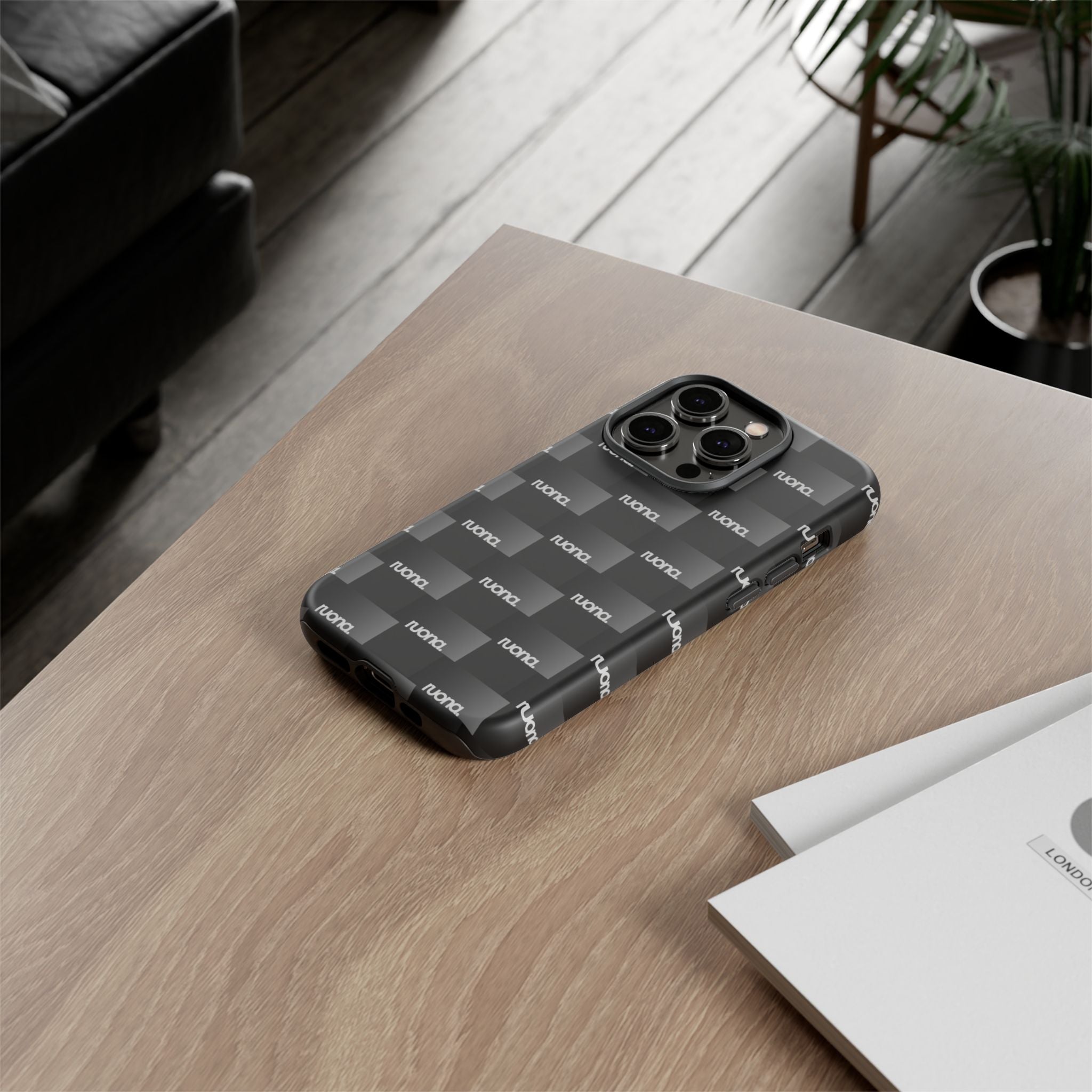 Black Checker Pattern Tough Phone Case