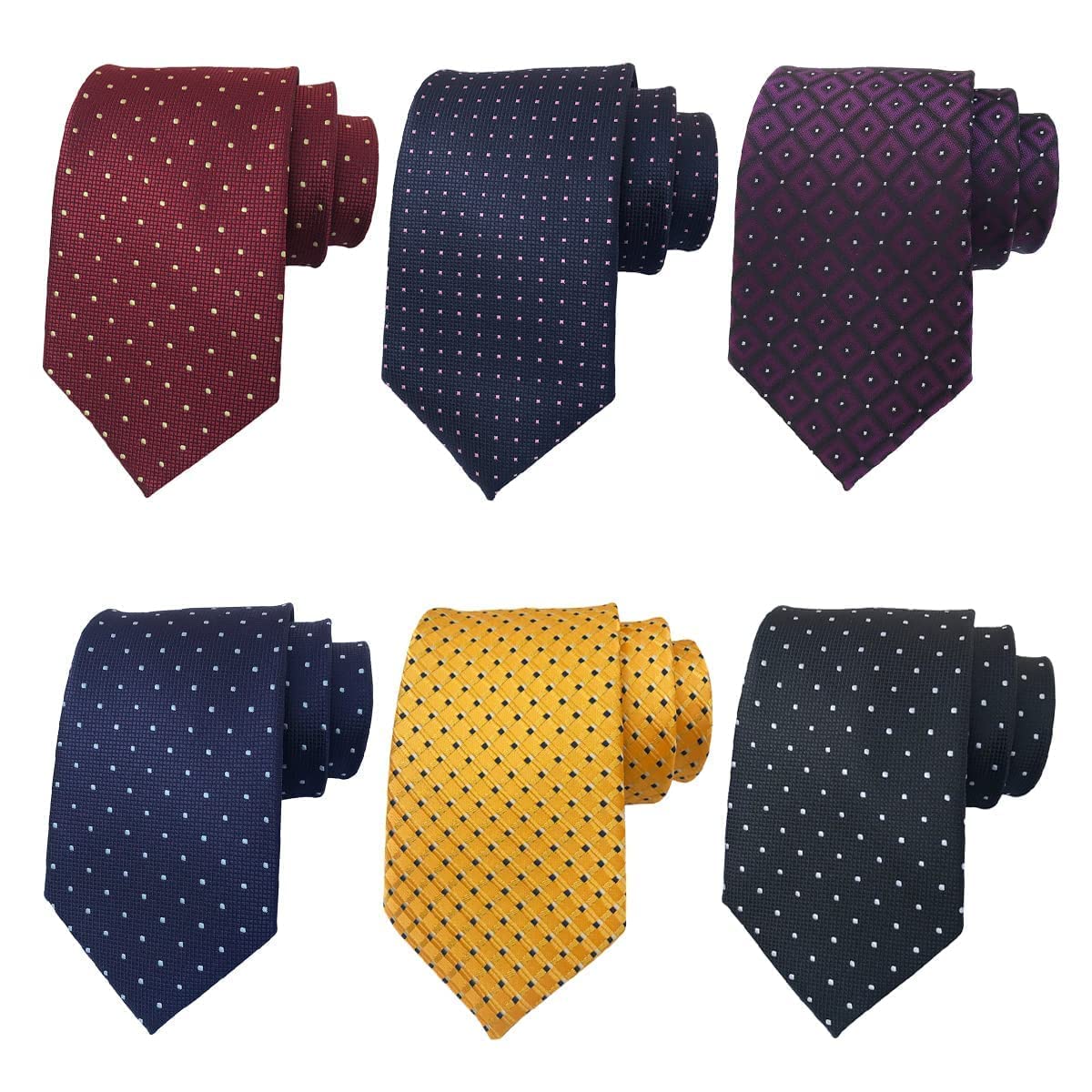 Men's Necktie Classic Tie Woven Jacquard Neck Ties 6 PCS