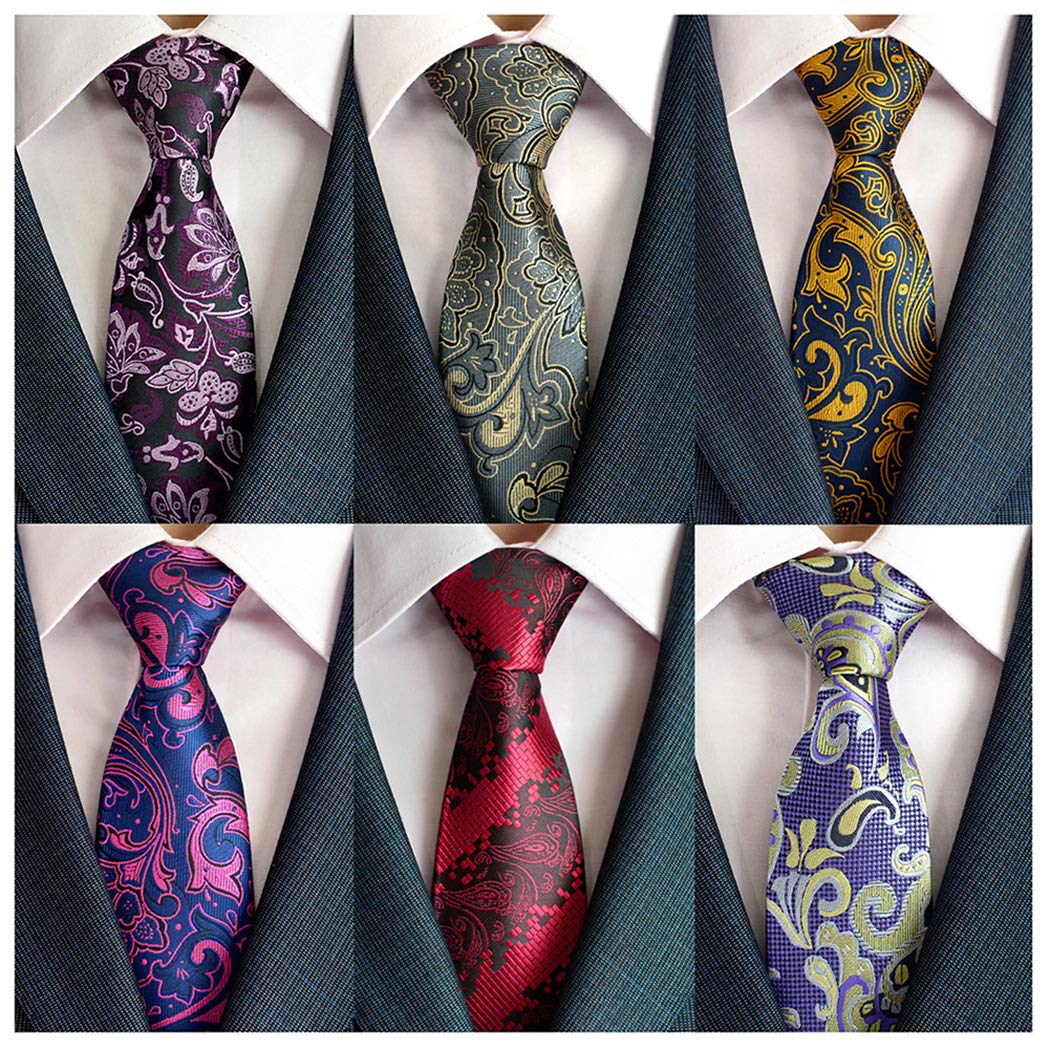 Men's Necktie Classic Tie Woven Jacquard Neck Ties 6 PCS